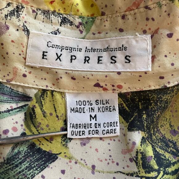 Vintage Express Silk Blouse Button Up Fruity 90s Y2K Maximalist Size Medium - Picture 6 of 9